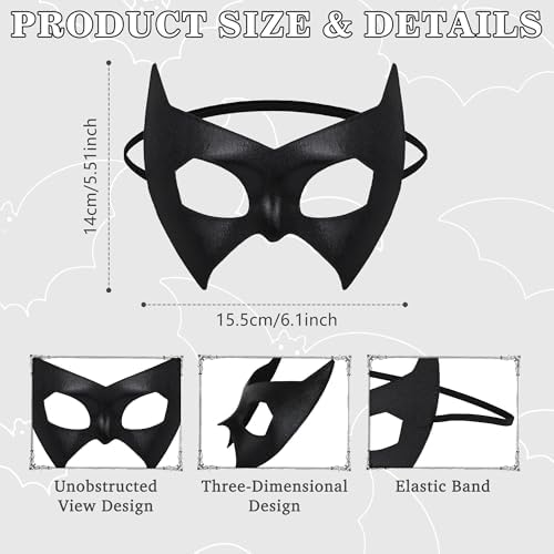 Bat Eye Mask, Black Superhero Eye Mask Batgirl Costume Masks for Women Adult for Halloween Role Play Cosplay