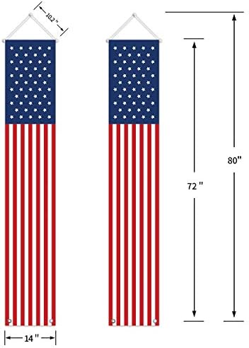 4th of July Decorations Outdoor - Hanging American Flag Banners Porch Sign