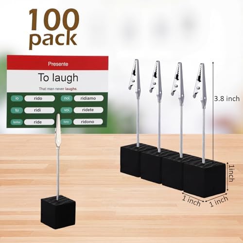 100 Pcs Cube Base Memo Clip Holder with Alligator Clip, Black