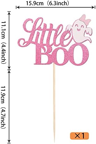 1 Pack Little Boo Halloween Cake Topper Glitter Happy Boo Day Ghost Cake Pick Baby Shower Birthday Happy Halloween Party Cupcake Decoration Supplies Pink