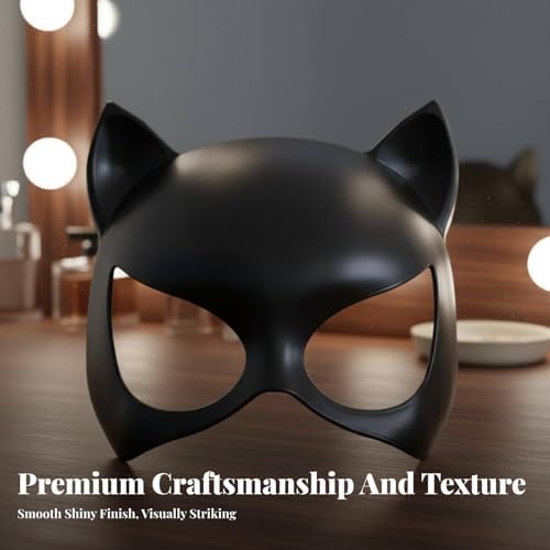 Black Cat Women Mask for Adult, Superhero Eye Mask, Half Face Cat Masks, Cosplay Costume Accessories for Masquerade Halloween Christmas Carnival Role Playing Party