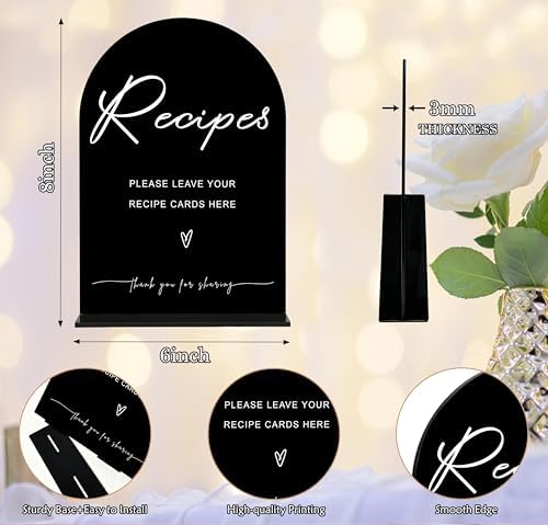 Leave Your Recipe Sign for Wedding Decoration, Wedding Signs for Ceremony and Reception, Bridal Shower Decor, Bridal Shower Centerpieces For Table, Engagement Party Decor, Black Arch Acrylic Sign, 07