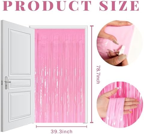 20 Pack Foil Curtain Pink Backdrop Streamers Metallic Tinsel Fringe Curtains Photo Booth Props for Birthday Wedding Engagement Bachelorette Christmas Holiday Celebration Party Decorations