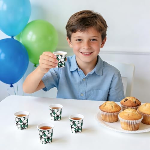 RUSPEPA Golf Theme 3oz Paper Cups, 100 Pack Small Disposable Party Cups, Green Argyle Golf Ball Design, Mini Cups for Home, Mouthwash Rinse, Boys Sports Birthday, Baseball Party, Team Events