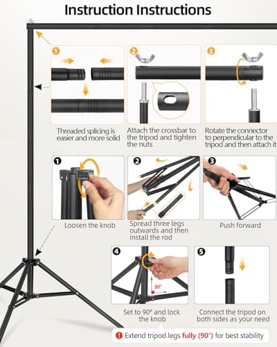 Hemmotop Photo Backdrop Stand, 10x7ft, Secure Straight Thread Connection