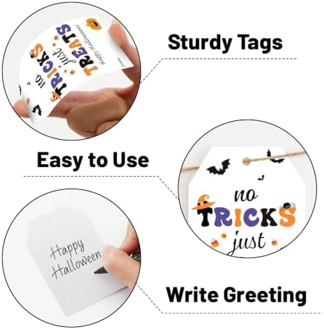 Alynta Halloween Tags with String 50Pcs Happy Halloween Paper Gift Tags