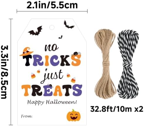 Alynta Halloween Tags with String 50Pcs Happy Halloween Paper Gift Tags