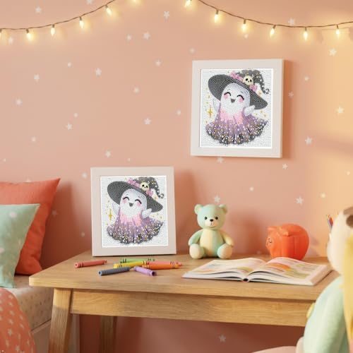 Tiwabb Ghost Diamond Art Kit for Kids with Frame,DIY Crafts for Girls Boy