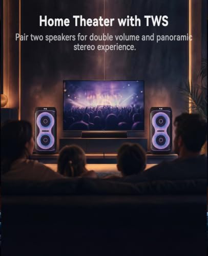GKDT63 Karaoke Machine with 2 Rechargeable Wireless Microphones, 600W Portable Bluetooth PA Party Speaker with Wheels & Pull Handle, TWS Stereo, LED Lights,DSP Vocal Priority for Adult Outdoor Parties