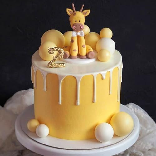 ASTARON 20 Pcs Foam Yellow Balls Cake Topper Decorations for Birthday Cake