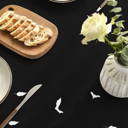 Horaldaily Halloween Tablecloth 60 x 60 Inch Round Black Bat Ghost Spider
