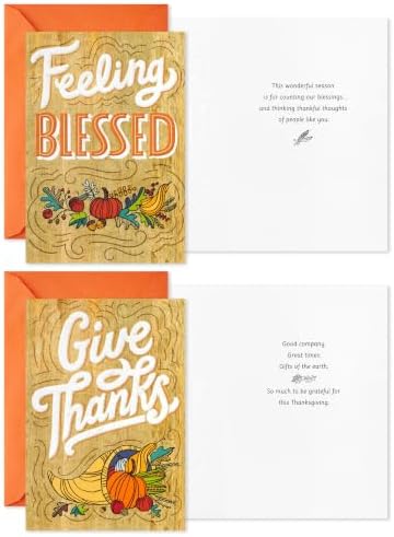 Hallmark Thanksgiving Cards, Assorted 16-Pack (Feeling Blessed)