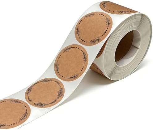 500 Pcs 2" Canning Labels for Jar and Lids, 4 Different Wreath Designs, Kraft Labels for Jar Floral Stickers Food Containers Lids Spice Bottle Sticker