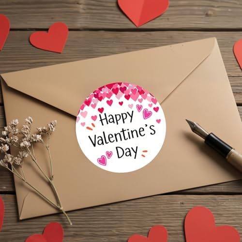 120Pcs Valentine Heart Stickers, 2 Inch Round Labels for Kids Classroom Exchange, Self Adhesive Seals for Treat Bags, Cards, Envelopes, Party Favors & Gift Wrap (Valentine’s Day)