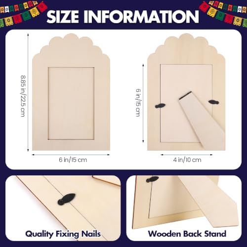 Fovths 24 Packs Dia De Los Muertos Picture Frame Painting Craft Kit with Stickers Wooden Day of the Dead Altar Decorations Remembrance Supplies Sugar Skull Marigold Ofrenda Decorations