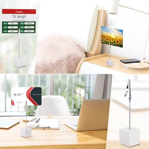 100 Pcs Cube Base Memo Clip Holder with Alligator Clip, White