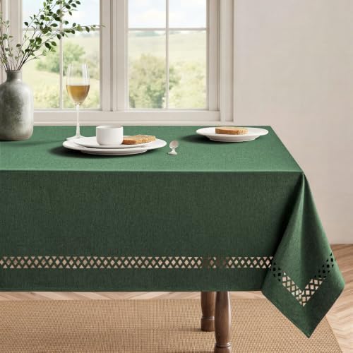 MIULEE Army Green Rectangle Tablecloth with Decorative Cutouts 52x70 Inch