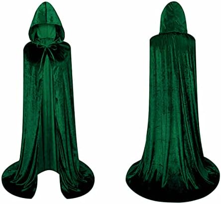 LHJ Unisex Full Length Hooded Robe Cloak Long Velvet Cape Cosplay Costume