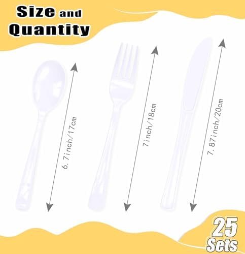 HEIPINIUYE 75 Pack White Plastic Cutlery Heavy Duty White Plastic Knives Forks and Spoons Disposable Silverware Set for 25 Guest Camping Birthday Baby Shower Party Cutlery Set