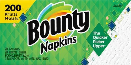 Bounty Paper Napkins, White, 200 Sheets per Pack, Pack of 42