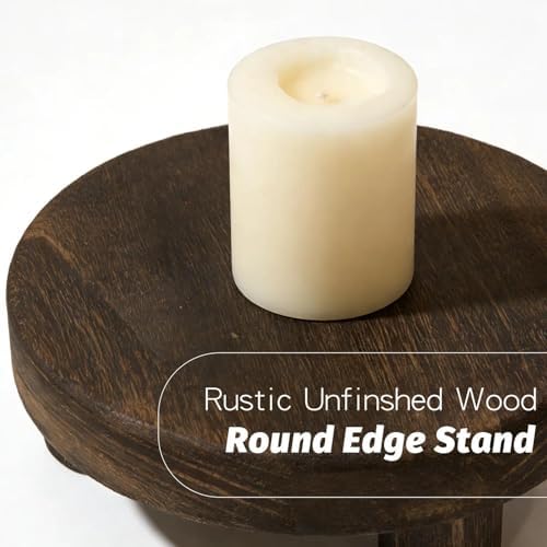 6"/8"/10" 3pcs Unfinished Rustic Wood Stands - Wooden Round Riser - Plant Risers Stand for Decor Display