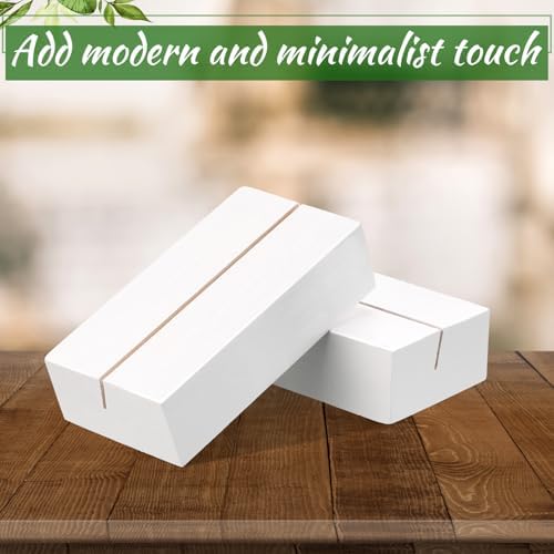 Blosssound 12 Pcs Wood Place Card Holder, White, 3 x 1.6 x 0.8 Inches
