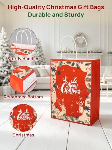 24Pack Christmas Gift Bags with Handles 8.7*6.3*3.2IN Xmas Gift Bags Bulk