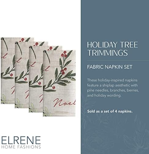 Holiday Tree Trimmings Napkins, Set of 4, Multicolor - 17" W x 17" L