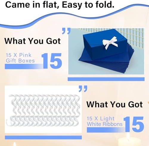 PEKGRIL 15 PCs Gift Boxes, 10X8X4 Inch Proposal Box with Ribbon, Blue Box
