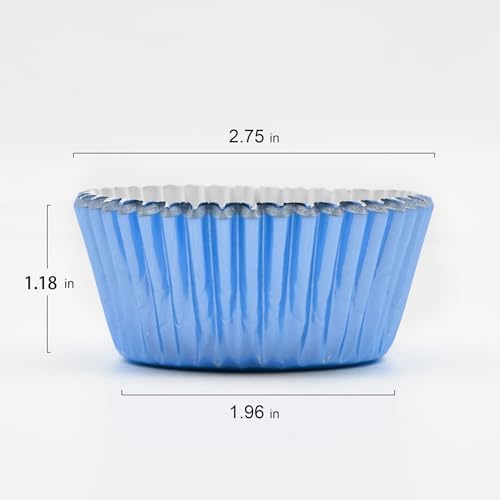 200 Pcs Blue Foil Cupcake Liners Standard Baking Cups Muffin Paper Cases