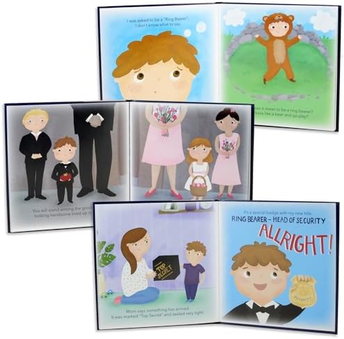 Tickle & Main Ring Bearer Proposal Gift Set - Youth S/M, Ages 4 & Up, Black Polyester - Includes Storybook, Leather Badge & Security Briefcase - Kids Ring Bearer Gifts