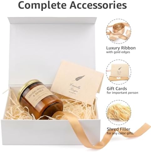 LIFELUM White Gift Box for Wedding with Magnetic Lid, 9.5"x7"x3.5"