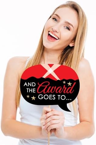 Red Carpet - Movie Night Photo Booth Prop Kit, DIY Cardstock Props - 20pc