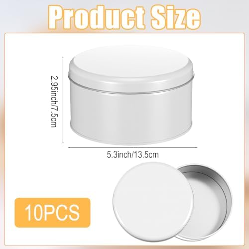 10 Pack Pure White Cookie Tins with Lids Round Mini Cake Gift Metal Empty Tin Cookies Container Tin Cans with Lids for Cakes Tinplate Box for Storing Snack Chocolate Baking