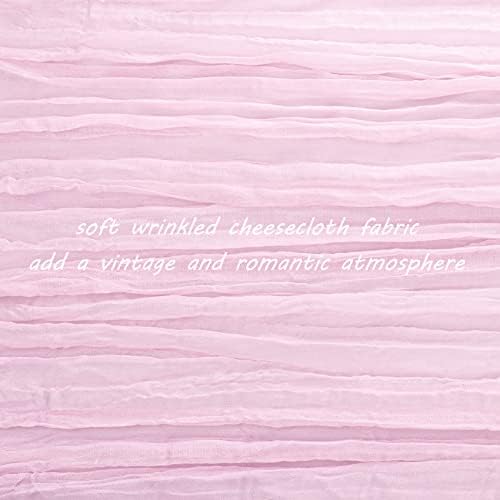 35x72 Inch Pink Cheesecloth Table Runner Boho Wedding Birthday Party Decor