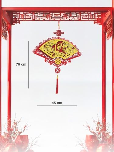 Vietnamese Red Velvet Fans with Gold Calligraphy, 3 Pieces TET Phuc LOC Lunar New Year Wall Decorations/Vietnamese Lunar New Year Decoration/Set Quat Trang Tri TET (3 Pieces)