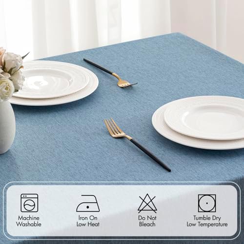 MIULEE Dusty Blue Rectangle Tablecloth with Decorative Cutouts 60x84 Inch