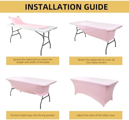 2-Pack 6ft Spandex Table Covers for Rectangle Standard Folding Tables - Wrinkle Resistant Stretch Tablecloths - Ultimate Fitted Table Protector for Parties, Trade Shows, Banquet