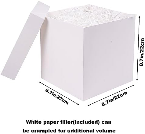 Elephant-package Medium Gift Box with Lids, Ribbon and Paper Filler, for Birthdays, Mother's Day, Bridal Showers, Weddings, Baby Showers - Collapsible, 8.7", 1 Pack, White