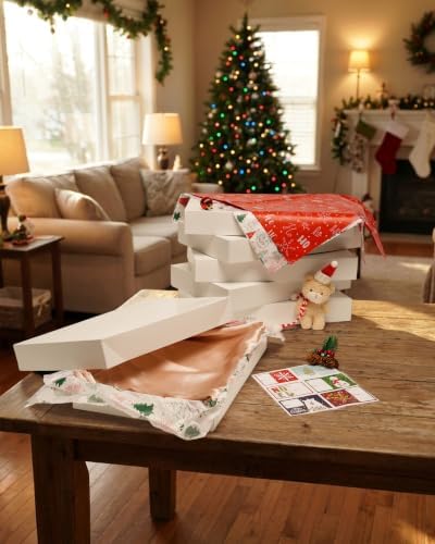 SUNCOLOR 6 Pack 14" Christmas Gift Boxes With Lids For Clothes Presents
