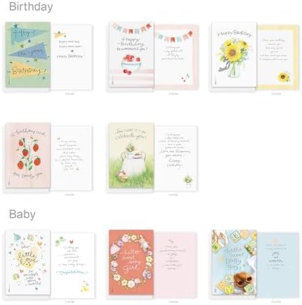 American Greetings 65-Count All-Occasion Greeting Card Pack, Assorted Watercolor & Playful Illustration Designs designed by Kathy Davis Studios, A6 (Pack of 4)