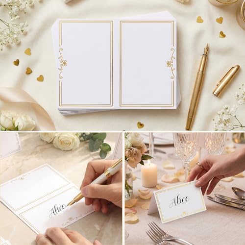 150Pcs Place Cards for Table Setting Wedding Cards with Gold Foil Border