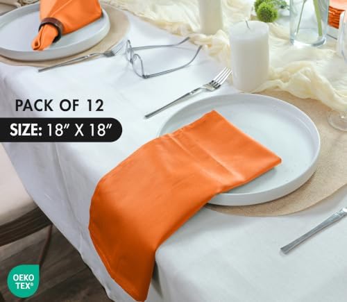 Ruvanti Cloth Napkins Set of 12, Cotton Enrich 18”x18” - Orange/Fall