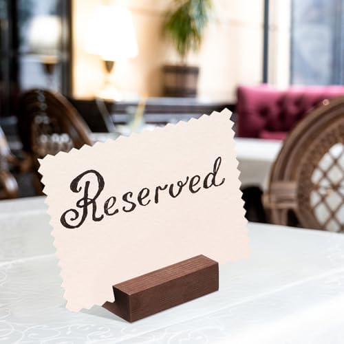 Blosssound 12 Pcs Wood Place Card Holder, Brown, 3 x 1.6 x 0.8 Inches