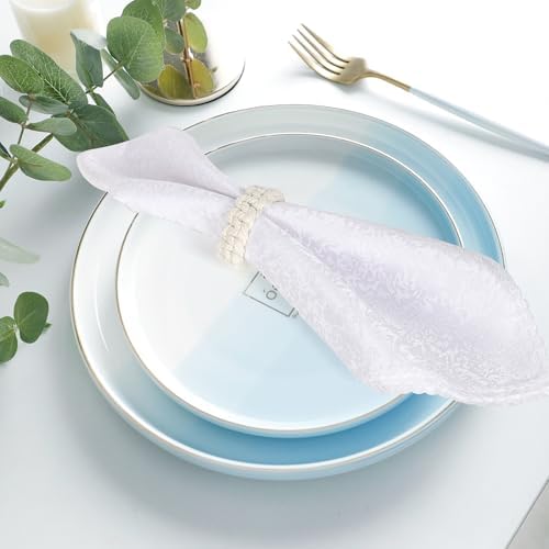 Meplait Napkin Rings Set of 6, Boho Napkins Holders Ring for Table, White