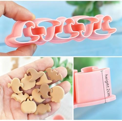 6Sets Mini Halloween Cookie Cutters 6 Different Designs: Pumpkin, Ghost, Hat, Candy, Bat, Skull Cookie Cutters for Kids, Pet Snacks, Fondant