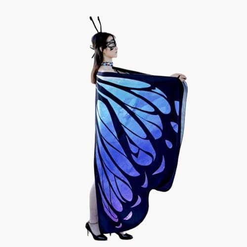 Halloween Butterfly Wings Costume for Womens, Moth Wings Butterfly Cape Adult Costume with Mask & Headband(3pcs)