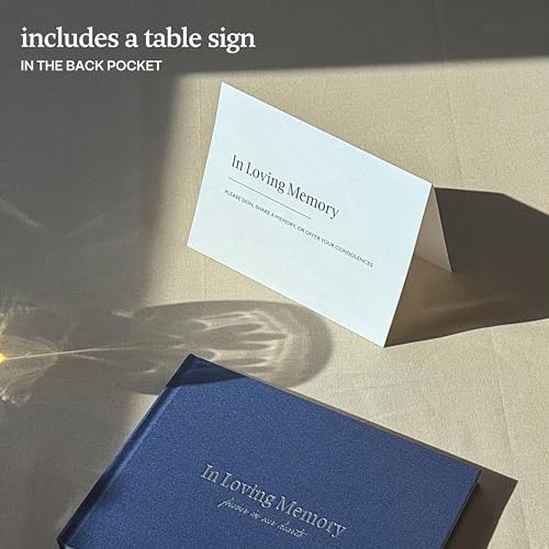 Funeral Guest Book for Memorial Service, In Loving Memory, Navy Blue Cover