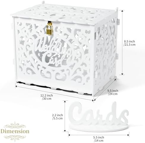 Jolik Wedding Card Box with Sign, Large Rustic Locking Money Box Holder for Wedding Reception, Gift Card & Envelope Storage, DIY Anniversary & Birthday Party Decoration