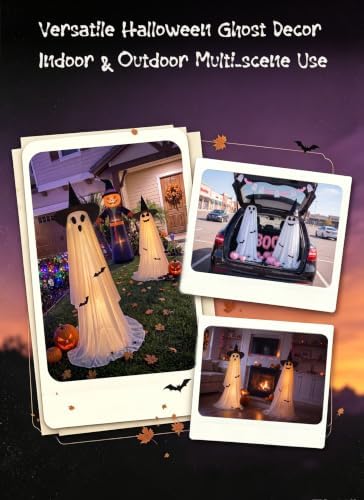 Minetom 2 Pack Outdoor Halloween Ghost Decorations, Light Up Ghosts